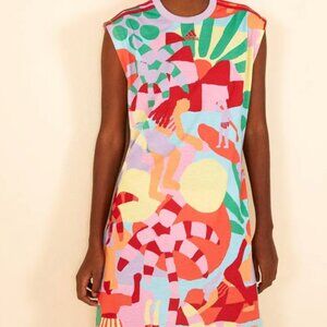 Adidas X Farm Rio Size Medium Colorful Casual Midi Dress